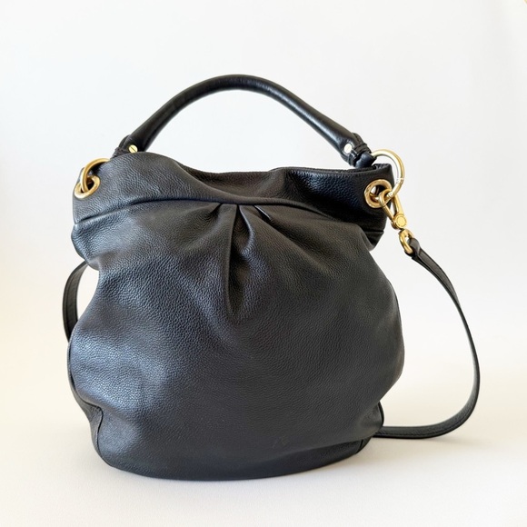 Marc By Marc Jacobs Bag Classic Q Hillier Pebbled Leather Hobo Minimalist Black - Picture 5 of 16